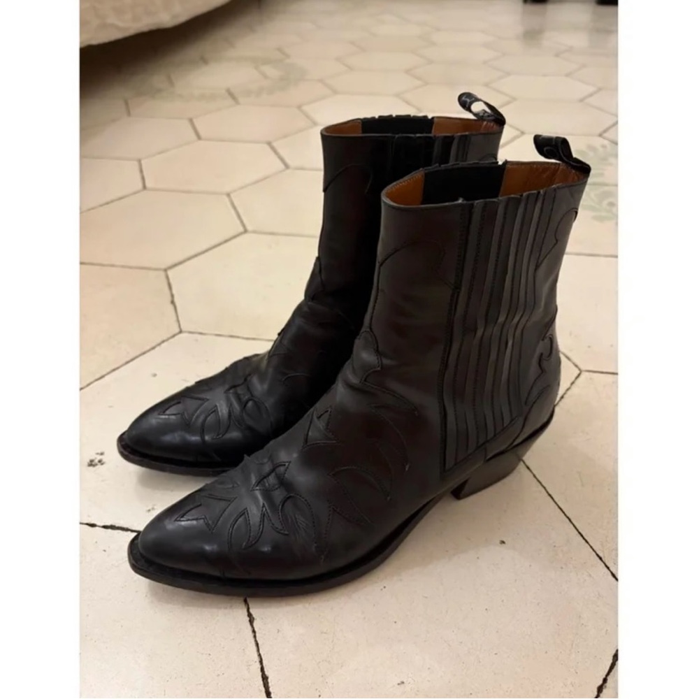 Sartore Black Leather Western Boots